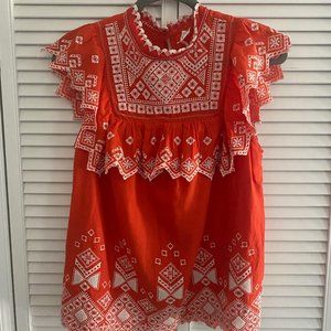 EUC Feather & Bone by Anthropologie Embroidered Briar Blouse - Size 8